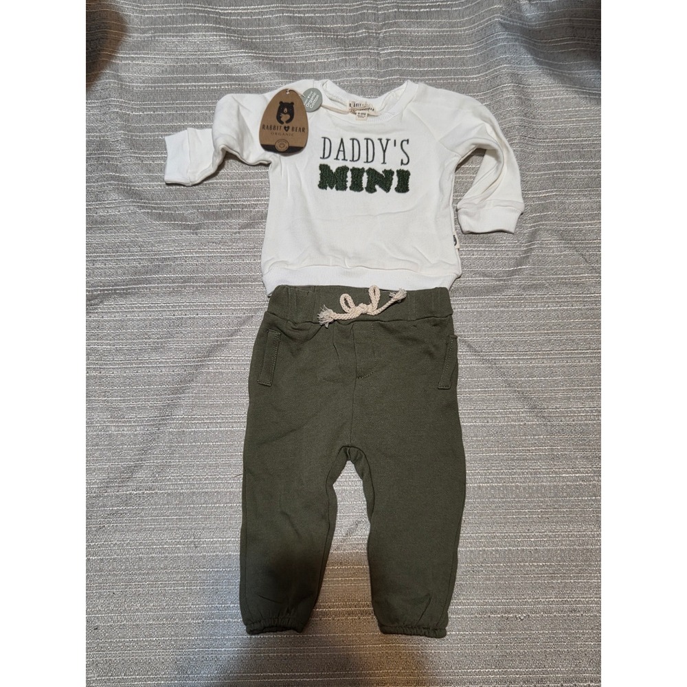 Rabbit + Bear Organic Cotton Daddys Mini Sweatshirt Joggers Set 6-9M Cozy